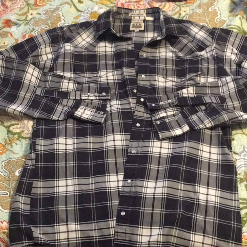 Ely Cattleman long and tall la snap button shirt mens LT